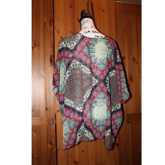 Band of Gypsies Short Kimono Red/Green/Blue Size S/M - Picture 7 of 9